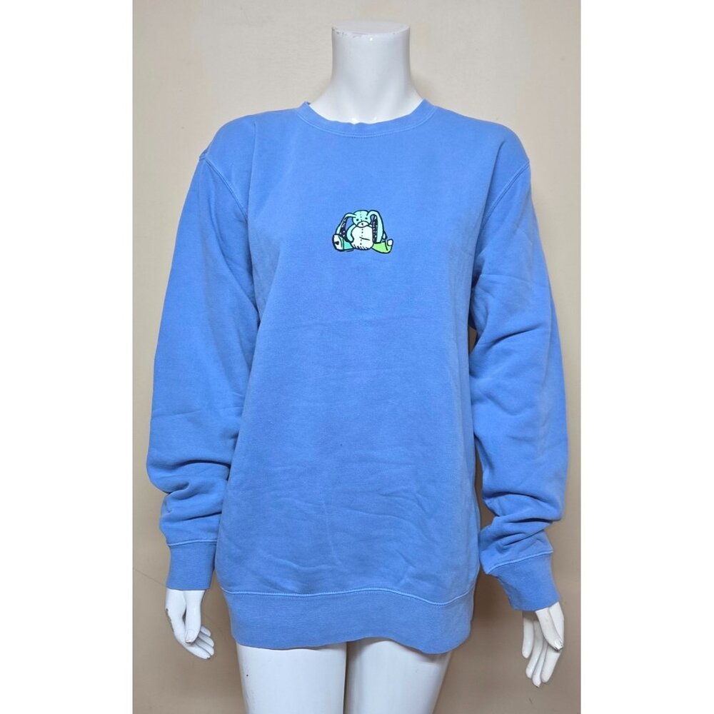 Emma Chamberlain Rabbit Bunny Crewneck  Sweater Blue Size MED New NO tag